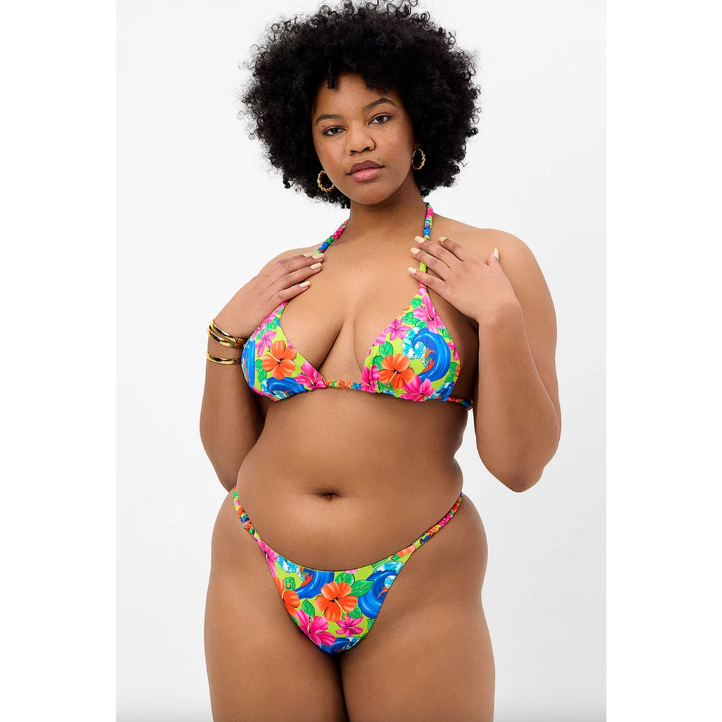 Frankies Bikinis Hope Floral Skimpy Bikini Bottom - Neon Surfer | Alternate view