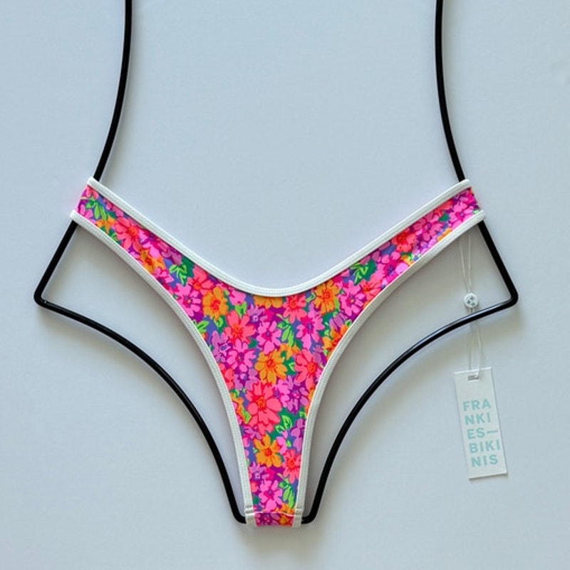Frankies Bikinis Full Moon Micro Bikini Bottom - Daisy Pond | Front view