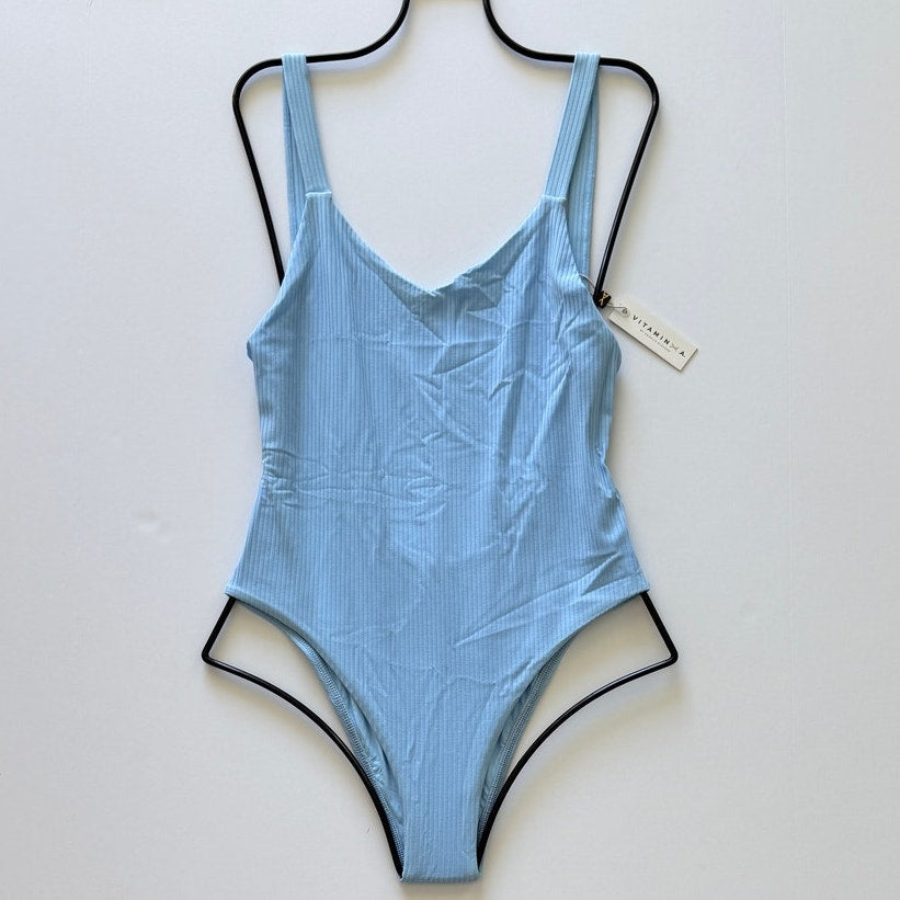 Vitamin A Swimwear Leah One Piece - Cielo Rib | Front view