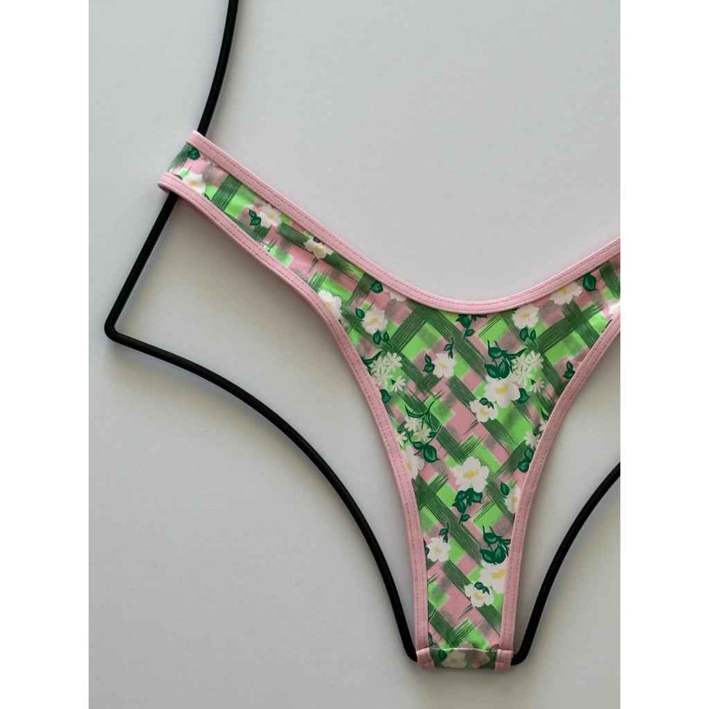 Frankies Bikinis Full Moon Plaid Micro Bikini Bottom – Baby Daisy | Back view
