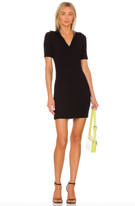 Cotton Citizen Cotton Citizen Black Ribbed IBIZA Short Sleeve Polo Dress – PerfectKini