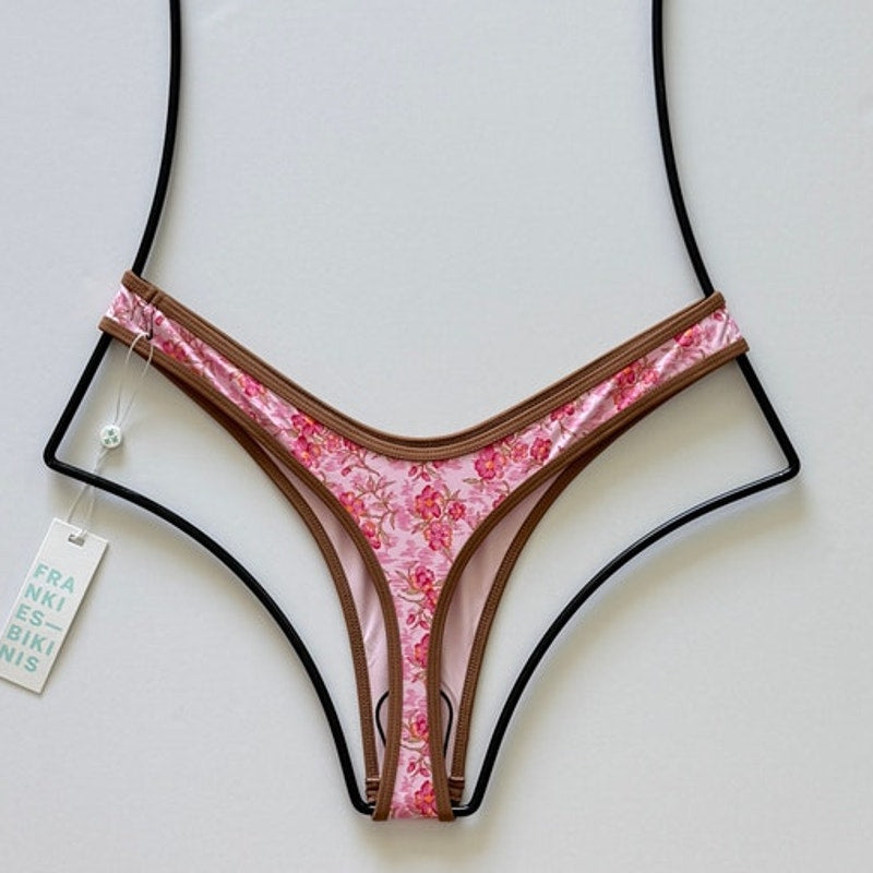 Frankies Bikinis Full Moon Floral Micro Bikini Bottom - Watercolor | Alternate view