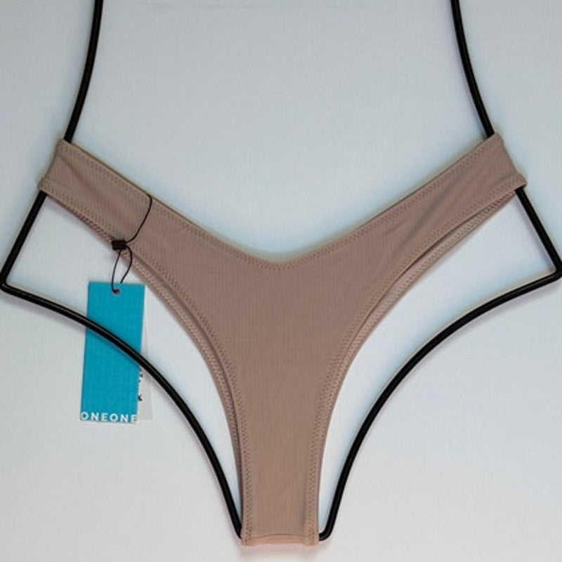 OneOne Swimwear Heidi Cheeky Bikini Bottom - Sand Ribbed | Alternate view