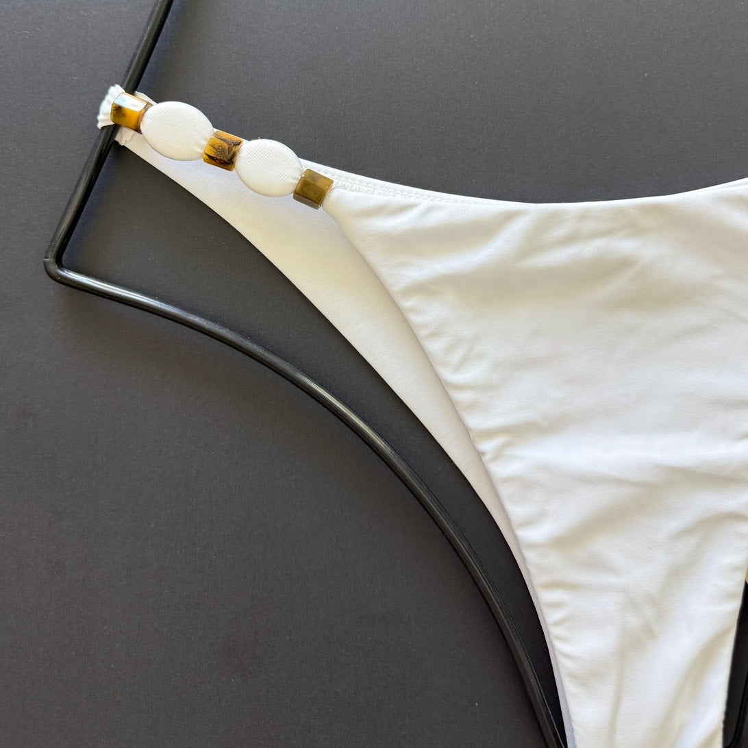 ViX Paula Hermanny ViX Swimwear Dora Cheeky Bikini Bottom in White | Back view