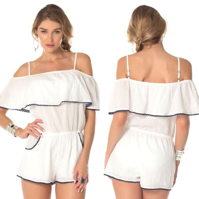 BECCA Becca White Off Shoulder Romper w/ Side Pockets – PerfectKini