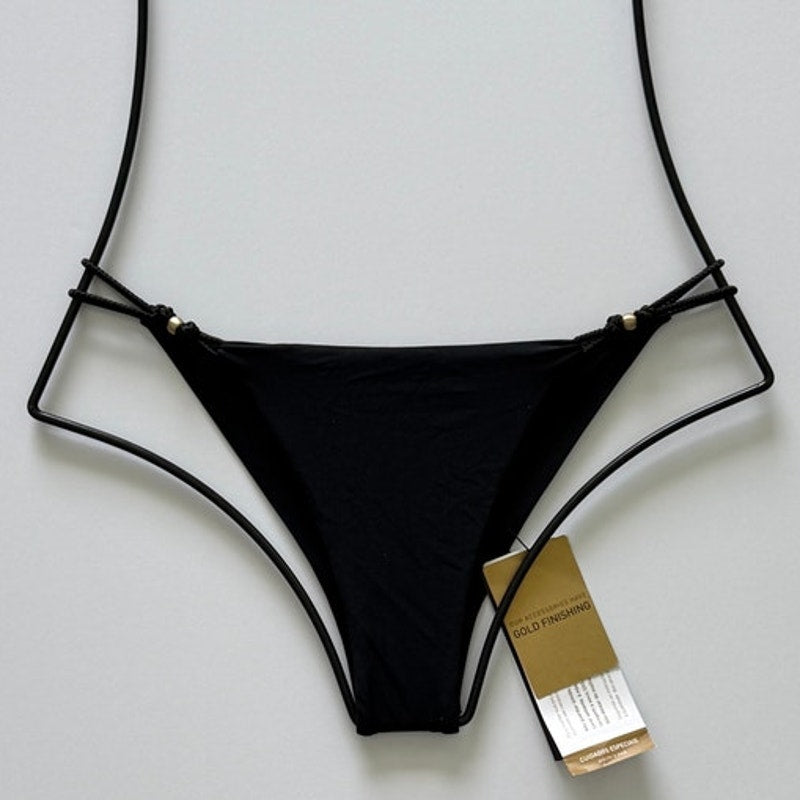 ViX Paula Hermanny ViX Swimwear Gi Detail Cheeky Bikini Bottom - Black | Front view
