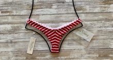 Beach Bunny Swimwear 'Chrissy' Micro Tango Bikini Bottom in Red Stripe Rib
