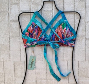 Luli Fama 'Gorgeous Chaos' V Bikini Top in Multicolor