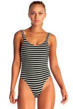 Vitamin A Swimwear 'Leah' One Piece in Black Marin Stripe