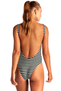 Vitamin A Swimwear 'Leah' One Piece in Black Marin Stripe