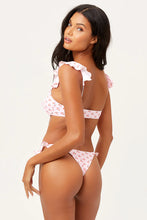 Frankie’s Bikinis ‘Ali’ Ruffle Skimpy Bikini Bottom in Baby Berry