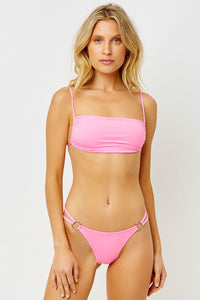 Frankie's Bikinis 'Kailyn' String Bandeau Bikini Top in Pink Punch