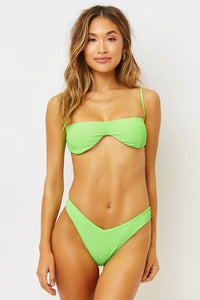 Frankie's Bikinis 'Tolly' Ribbed Underwire Bikini Top in Green Glow
