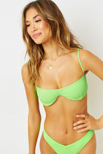 Frankie's Bikinis 'Tolly' Ribbed Underwire Bikini Top in Green Glow