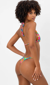 Frankie’s Bikinis 'Hope' Floral Skimpy Bikini Bottom in Neon Surfer