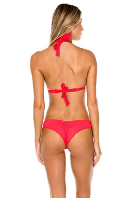 Luli Fama Bikini Bottom - Luli Fama 'Triana' Drawstring Ruched Brazilian Bottom in Rojo