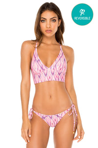 Luli Fama ‘Cadiz’ Wavey Tie Side Bikini Bottom in Multicolor