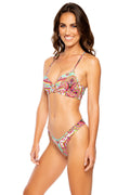 Luli Fama Bikini Bottom - Luli Fama 'Miami Bound' Tab Side High Leg Thong Bottom in Multicolor