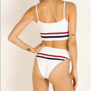 L*Space Swimwear 'Ren' Bikini Top in White-Strawberry-Midnight Blue