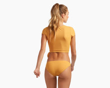 Vitamin A Swimwear 'Rica' Crop Top Rash Guard in EcoRib Marigold