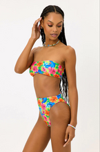 Frankie's Bikinis 'Jean' Floral Bandeau Bikini Top in Neon Surfer