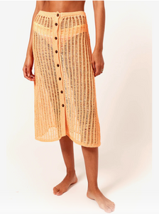 Solid & Striped 'Vivienne' Crochet Midi Skirt in Cantaloupe