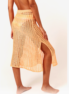 Solid & Striped 'Vivienne' Crochet Midi Skirt in Cantaloupe