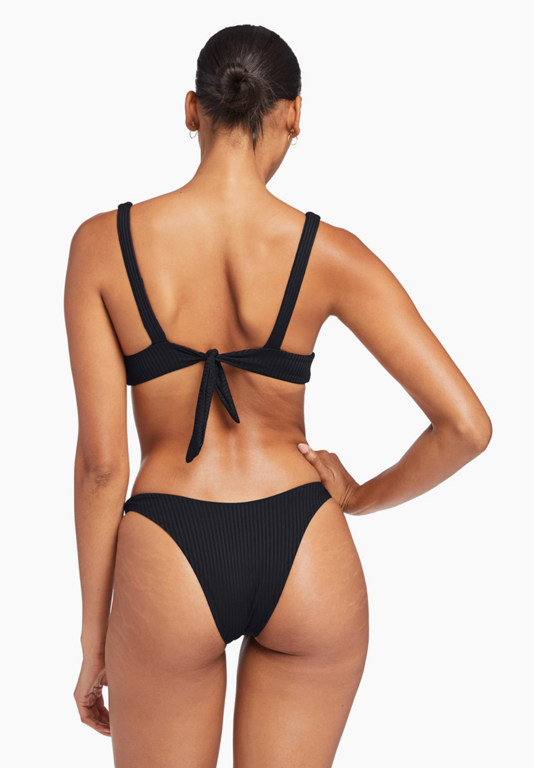 Vitamin A Swimwear 'California High Leg' Bikini Bottom in Black EcoRib