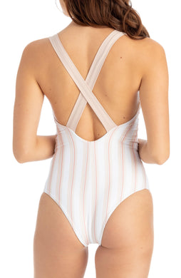 Tavik Swimwear 'Axel' One Piece in Tapioca Stripe