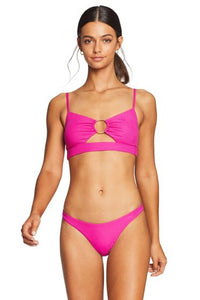 Vitamin A Swimwear 'California High Leg' Bikini Bottom in EcoRib Magenta
