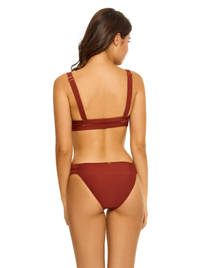 PQ Swim Stitched Tab Bikini Bottom in Henna