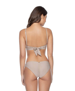 PQ Swim Full Basic Ruched Bikini Bottom in Oyster