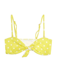 Beach Bunny Swimwear 'Layla' Bandeau Bikini Top in Lemon Polka Dot