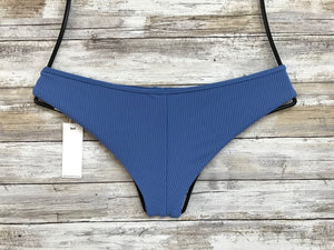 Frankie's Bikinis 'Alana' Cheeky Bikini Bottom in Marine Blue Ribbed